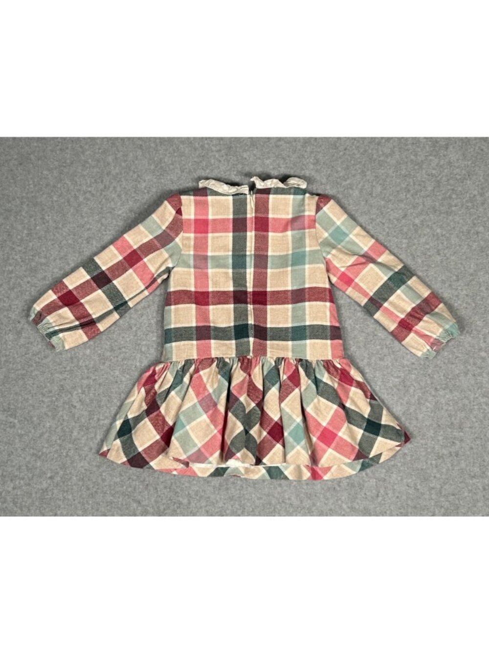 Mayoral 18 Months Girl's Plaid Checked Dress w/ Ruffle Collar Long Sleeves Pink - Picture 5 of 12